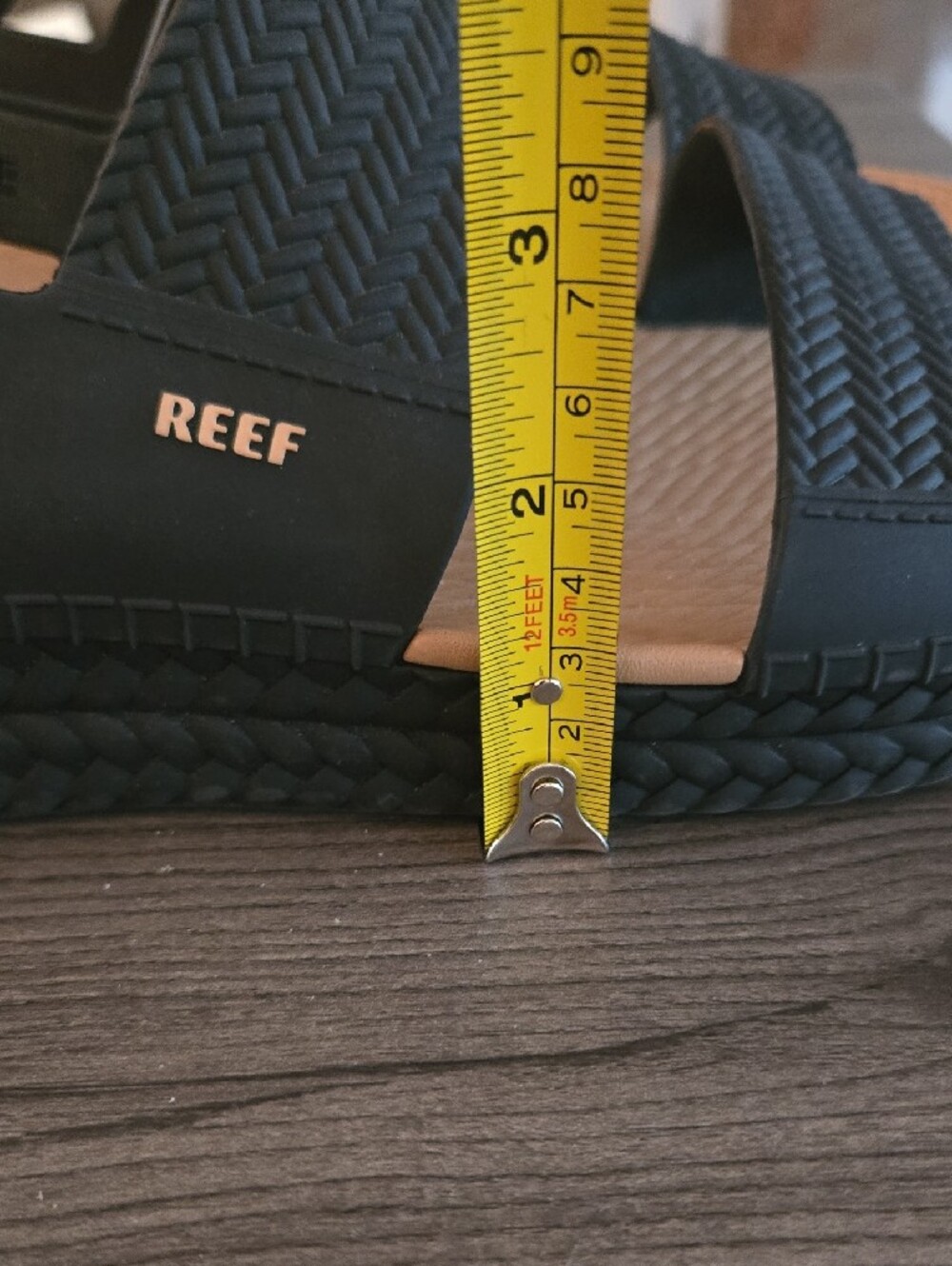 Reef Two-strap Black Sandals with Tan Footbed - Picture 6 of 12